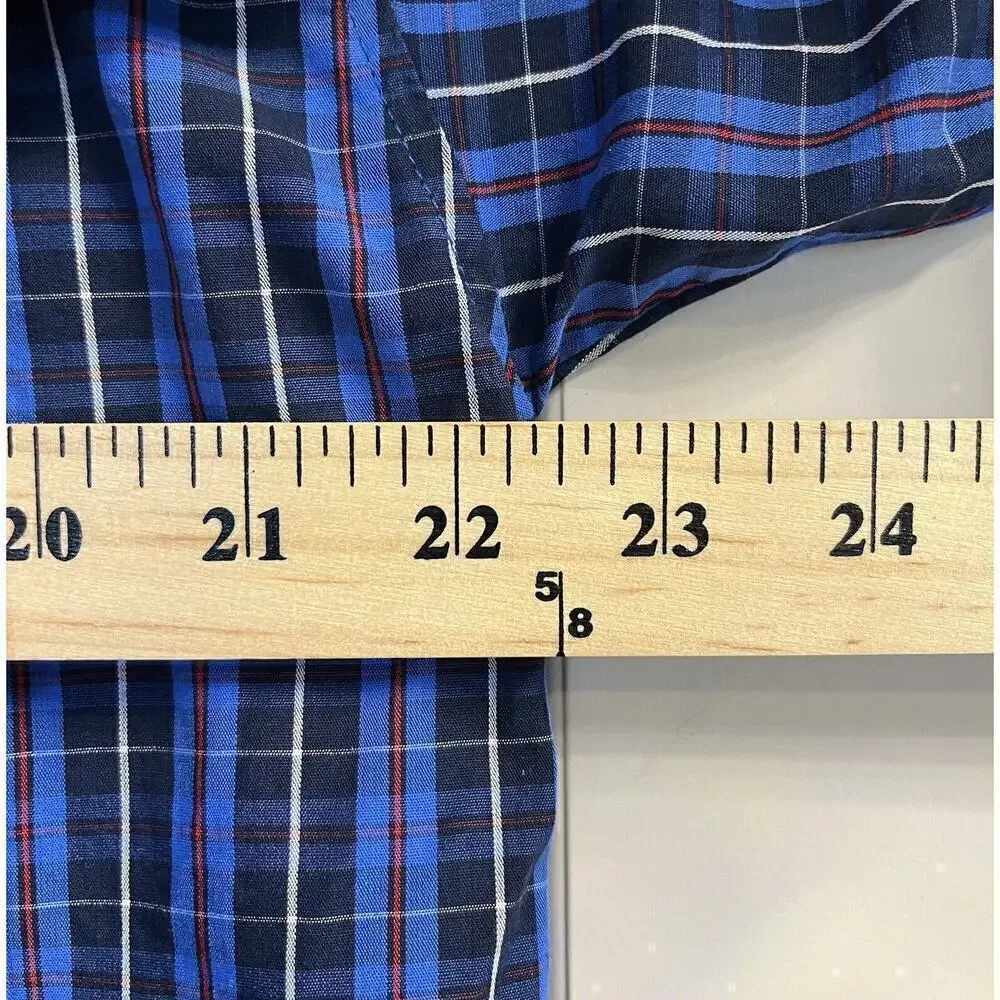 POLO RALPH LAUREN Mens Blue Plaid Long Sleeve Pajama Shirt Top Preppy Lounge Y2K